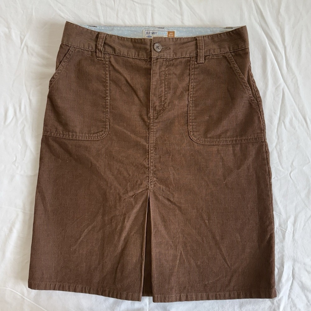 Old Navy VINTAGE Y2K Brown Corduroy Skirt Size 4 Just Below Waist 100%‎ Cotton